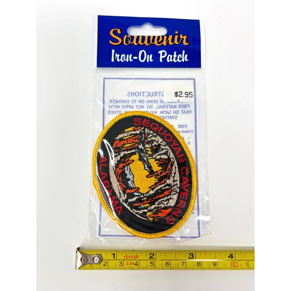 Vintage Sequoyah Caverns Alabama Souvenir Iron On Patch New Old Stock Fairway Co